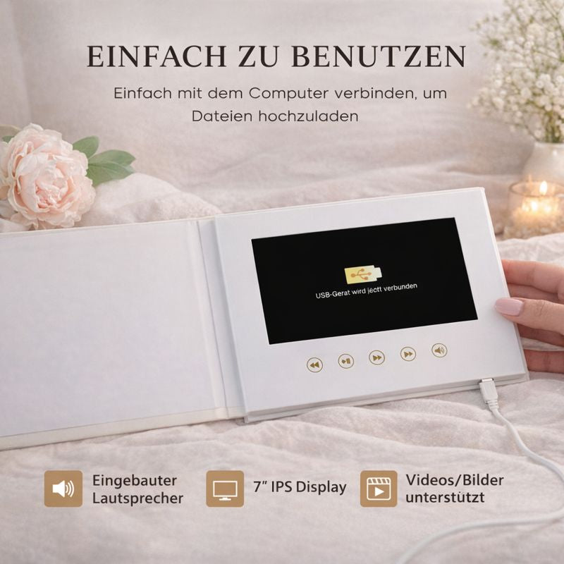 Personalisierbares Luxus-Videoalbum aus Leinen